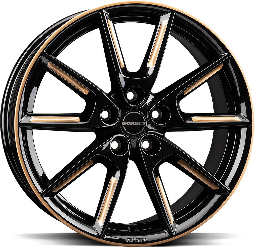 BORBET LX19 BLACK GLOSS GOLD SPOKE RIM 8x19 5/108 ET45 CB72.5